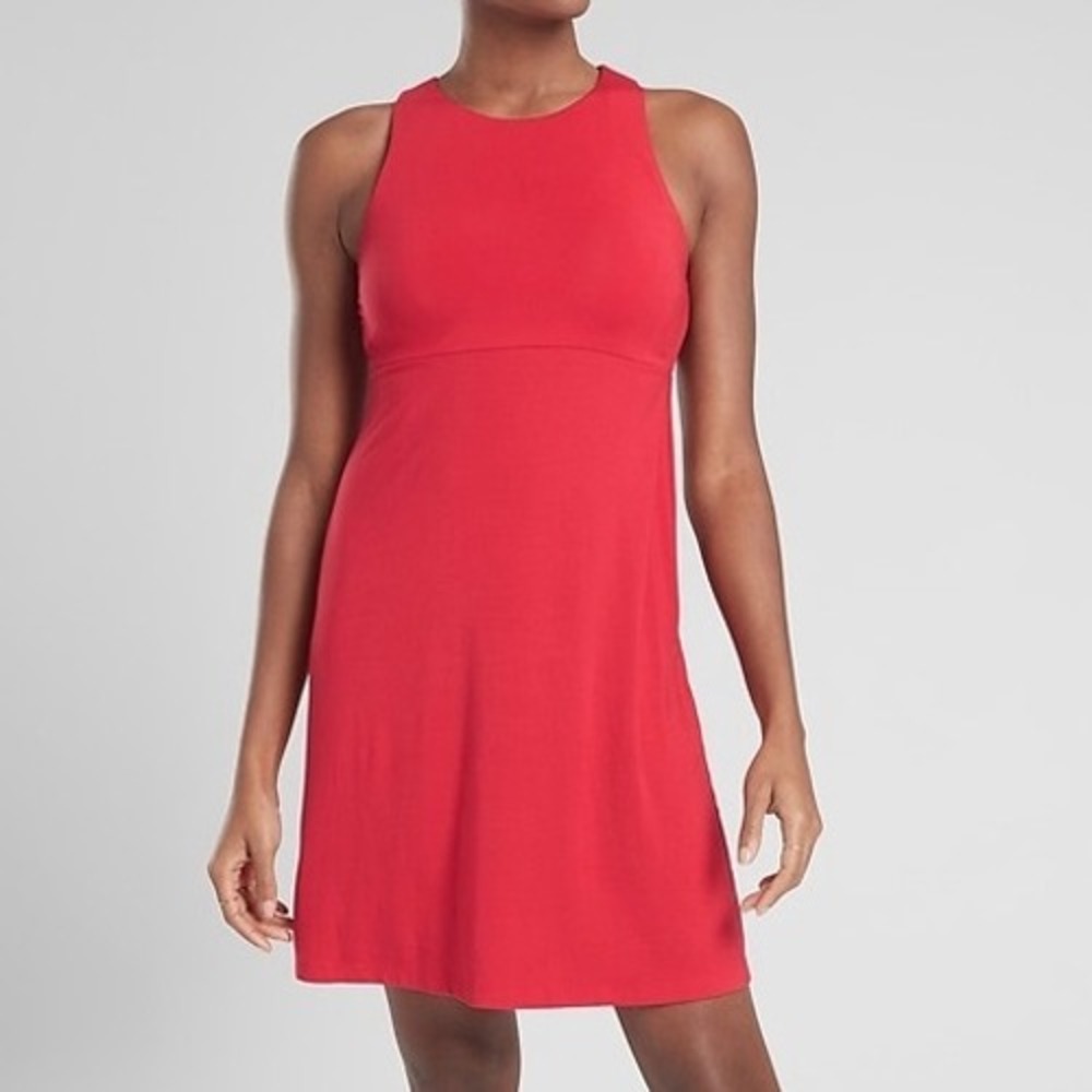 Athleta Women's High Neck Santorini Sleeveless Dress, Coral Red‎ (Sz S)